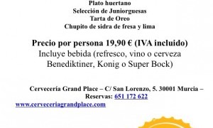 Menú día entierro de la sardina en Cervecería Grand Place